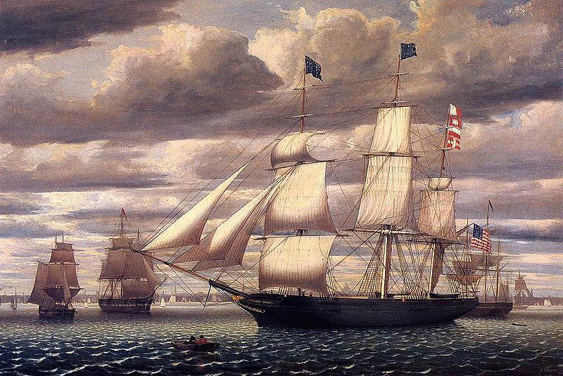 Fitz Hugh Lane Clipper Ship Southern Cross Leaving Boston Harbor Spain oil painting art